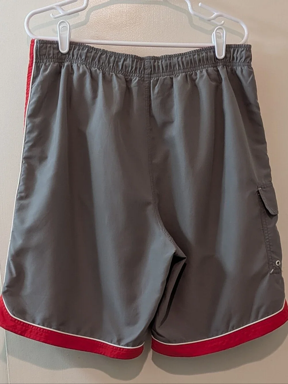 Men's OP Gray and Red Athletic Swim Shorts size L/G